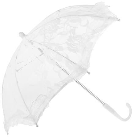 TINEASUR Hochzeits-spitzenschirm Im Vintage-stil Für Frauen Weiße Regenschirme Für Braut-fotoshooting-accessoire