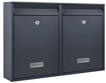 Zedelmaier Mehrfamilienhaus personalisiert 2er Briefkastensysteme Briefkastenanlage Briefkästen Wandbriefkasten Postkasten inkl. 4 Schlüsseln 26x35x8,5cm Anthrazit XL
