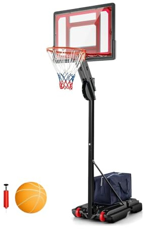 LIFEZEAL Canestro da basket per esterni, supporto da basket con tasca, impianto portatile da basket regolabile in altezza da 1,55 m a 3,1 m, cestino sportivo per bambini e adulti (stile2)