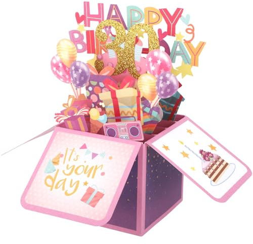 Buon Compleanno Pop up Card, Biglietti di Compleanno in Scatola 3D Multicolore con Buste e Biglietto di Auguri Regali di Biglietti di Compleanno Biglietti Pop up per Amici di Famiglia (30°)