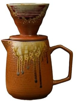 UGIENRHV 595.3 g Pour Over Kaffeemaschine, 620 ml Keramikgießen mit wiederverwendbarem Keramikfilter, Griff, Tropfkaffeemaschine für Zuhause, Café, Restaurant, Camping