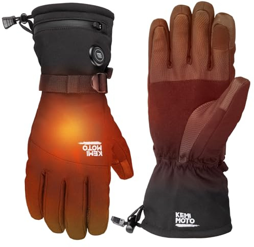 KEMIMOTO Beheizbare Handschuhe mit 2500mAh Akku, Elektrisch Winter Thermohandschuhe Herren und Damen für -10°C~ -5°C, Beheizte Winter Angelhandschuhe für Skifahren, Wandern