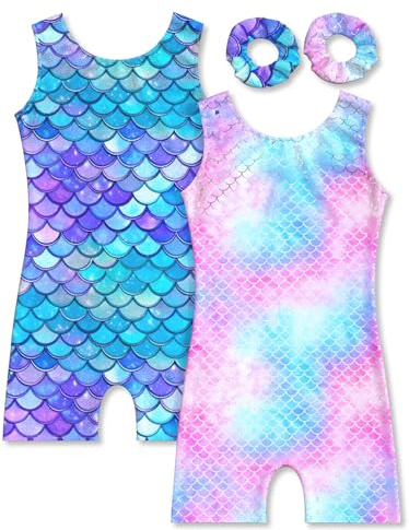 Mulnall 2 Pack Gymnastics Dance Leotard for Girls | Skin-friendly stretch tank gymnastics unitards, easy pull-on design, pack of 2 for training & competitions