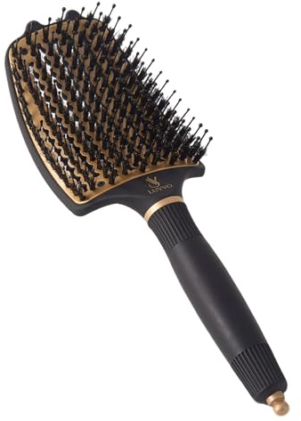 LUVVO Cepillo para el cabello con cerdas de jabalí y nailon, mango ergonómico con punta divisora, desenredante, antifrizz, aporta brillo natural, para todo tipo de cabello y peinados profesionales