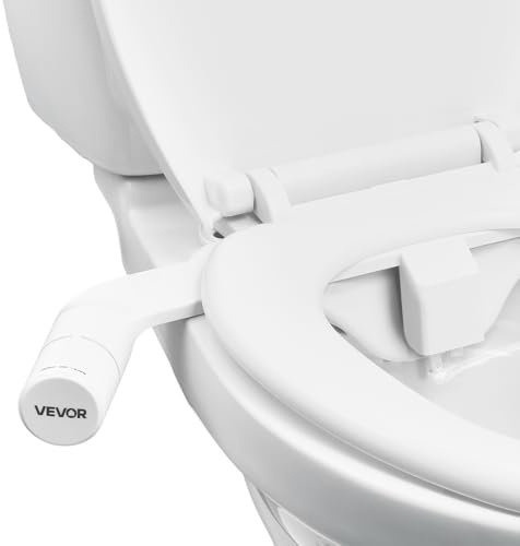 VEVOR Accesorio de Bidé a Inodoro no Eléctrico con Boquilla Doble Extensible y Presión de Agua Fría Ajustable, Entrada Acero Inoxidable, para Glúteos y Lavado Íntimo, Blanco, 431 x 197 x 87 mm