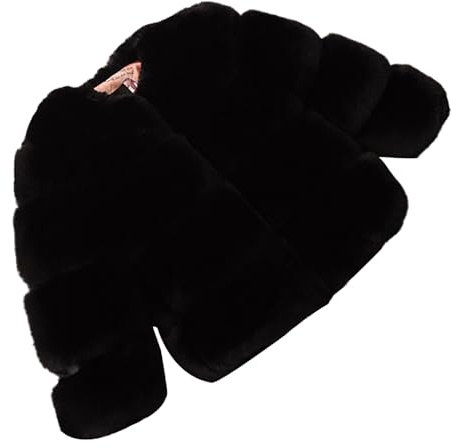 Kids Faux Fur Coat Fluffy Fleece Fuzzy Long Sleeve Cozy Toddler Winter Jacket Girls Thermal Heavy Christmas Clothes (Black, 9-10 Years)