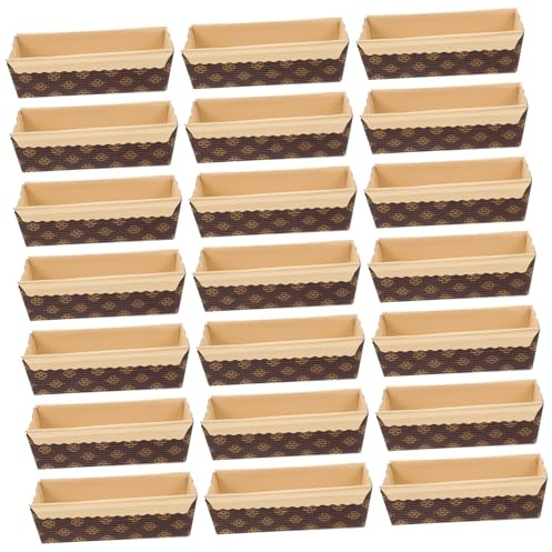 TOYANDONA 25 piezas Moldes Rectangulares de Papel para Hornear Panes y Pasteles Resistentes Altas Temperaturas Desechables y Apilables Bandejas de Papel Kraft para Repostería y Postres
