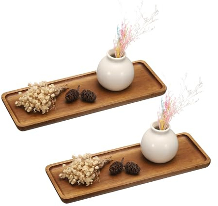 QUARKZMAN 2 Pezzi Vassoio Rettangolare 4 X 11 Pollici Vassoio In Legno Di Noce Per Bagno Tray Per Caffè Party Decorazione Casa Piatto Formaggio Dessert Torta Marrone