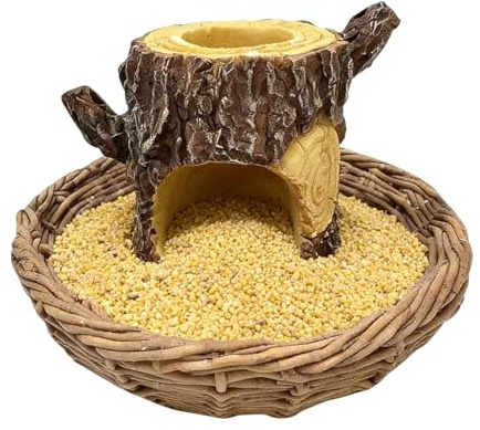 Mangeoires pour Oiseaux d'Extérieur - Bol à Nourriture en Forme de Souche d'arbre | Plateau de Nourriture - pour Fenêtre Balcon Terrasse Jardin Arrière-Cour Patio Pelouse