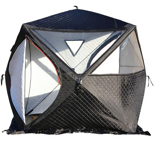 WACLMOTAKE 3-lagiges Winter-Angelzelt aus Baumwolle, Outdoor-Saunazelt für 3–5 Personen – langlebig & warm Outdoor Camping Eisangeln Shelter Zelt | Kaminloch Ofenmündung | 2 Türen Sauna-Tent-2.1m