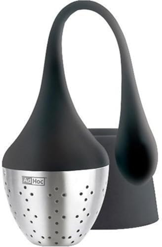 AdHoc Hangtea Infusore Piccolo per Té, Silicone/Acciaio, Argento, Nero