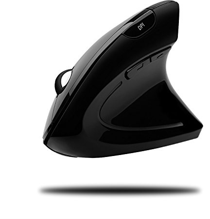 Adesso iMouse E10 - Vertical Ergonomic Optical 6-Button 2.4 GHz RF Wireless Mouse - Right Hand Orientation Black