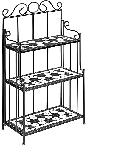 Deuba® Blumenregal Mosaik 3 Ebenen 115 x 58 x 30cm Indoor Outdoor Garten Blumentreppe Blumenständer Pflanzenregal Metall