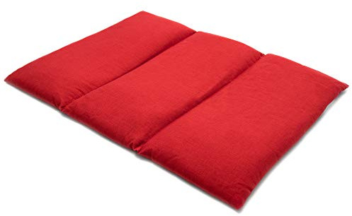 Coussin aux graines de colza - Taille 40x30-3 compartiments - Rouge - Coton Bio - Coussin thermique - Coussin aux graines - Compresse froide -