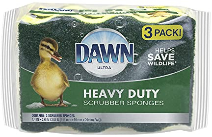 Dawn Heavy Duty Kitchen Dish Sponges, Green/Yellow (Pack of 3)