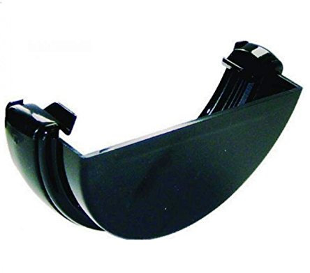 FLOPLAST 112mm Half Round Gutter External Stop End - Black - Pack of 2