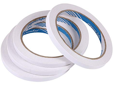 4 Rolls Double-Sided Tape Adhesive Sticky Tapes for Scrapbooking, Photos, Invitation Cards, Paper, DIY Crafts and Office School Stationery Supplies,22 Yards Long, 0.32 inch Wide Each Roll