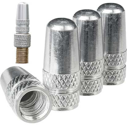 Tapa de Válvula de Aluminio, 4 Piezas, en Plata, Tapas de Cubierta de Polvo compatibles con válvulas Presta, Francesas, Cubiertas de neumáticos para Tubos de Bicicleta, Casquillos válvula Bicicletas