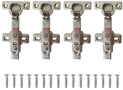 LIKERAINY 95 Degree Full Overlay Hinges 26mm with Damper Soft Closing Kitchen Cabinet Cupboard Wardrobe Door Hinge Pack of 4