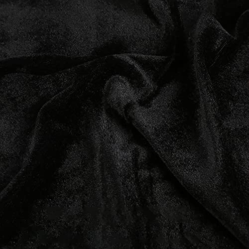Yimihua Tissu Velours pour Couture Ameublement matière Extensible Velours écrasé en Tissu Matériel Rideaux Coussin Robe Coudre Vestes 100cm x 160cm(Color:Le Noir)