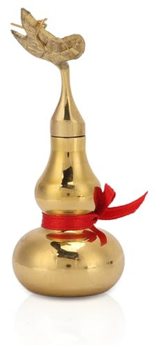 HERCHR Brass Good Luck Wu Lou Hu Lu Gourd,Chinese Gourd Statue Lucky Wealth Amulet for Good Luck Fortune Feng Shui Collectible Figure Cucurbit for Wealth Peaceful Statue Office Decoration