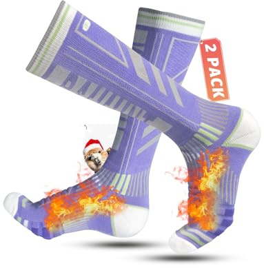 Calze Sci Calzini Termiche in Lana Merino Calze Invernali Lunghe Pesanti Calze Da Sci Snowboard a Compressione, Traspiranti, Ad Asciugatura Rapida, Per Uomo, Donna 2 Paia Taglia 35-51