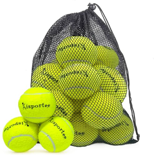 kisportee 12 Pack Advanced Training Tennis Balls, Practice Balls for Beginner, Pet Dog Tennis Balls, Come with Mesh Bag for Easy Carry
