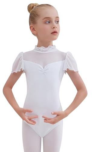 Tancefair Balletto Body da Danza Claasica Ragazze Vestito da Balletto Leotards Ginnastica Leotards Manica a volant Ginnastica Abito da ballo 2-13 Anni