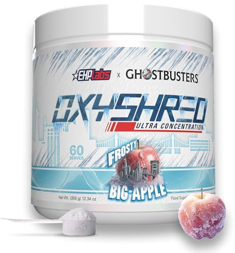 EHPlabs x Ghostbusters Frozen Empire: OxyShred Thermogenic Pre Workout Powder & Shredding Supplement. Clinically Proven with Acetyl L Carnitine, Energy Boost Drink - Frosty Big Apple, 60 Serve