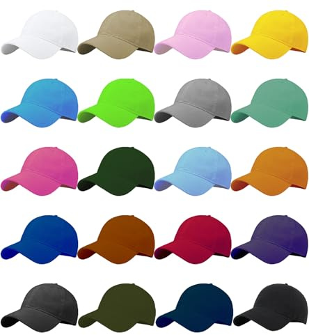 LYDTICK 20 Pack Baseball Cap Blank Trucker Hats Bulk Wholesale Hats Adjustable Plain for Men Women, Multicolor