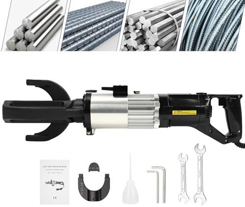 Plieuse électrique pour barres d'armature, plieuse hydraulique pour barres d'armature de 1 500 W, pliage jusqu'à 1 pouce # 4-25 mm, angle de pliage des barres d'armature de 0 à 130 degrés avec boulon