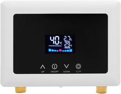 MINRS Durchlauferhitzer 5500W Instant Warmwasserbereiter mit Ablesbarer Led-Temperaturanzeige 220V-240V Elektrischer Wassererhitzer mit Fernbedienung Warmwasser bei 30-55°C für Küche Badezimmer