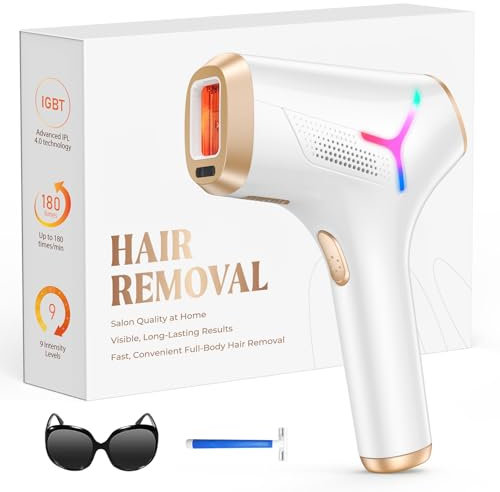 Haarlosy Epilatore Luce Pulsata con Tecnologia IGBT, 3 Modalità Indolore HR/SR/HR+ Epilatore Laser Professionale, 9 Livelli Regolabile per Corpo, Viso, Bikini di Donna e Uomo (Bianco)