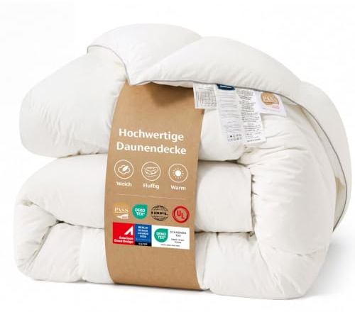 BEDSURE Fjädersängar 200 x 200 duntäcke vintertäcke – varmt för vinter