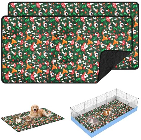 YushengTai Uppsättning om 2 återanvändbara smådjursunderlägg 138 x 69 cm – absorberande och vattentäta burmattor för marsvin, kanin, hamstrar – tvättbara pipipi-kuddar med halkfri botten