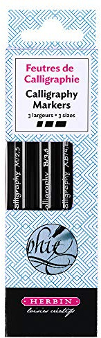 Jacques Herbin 20891T - Un lot de 3 feutres de calligraphie (2,5 mm, 3,6 mm et 4,8 mm)