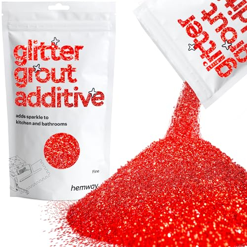 Hemway Glitter Grout Additive - Red | 100g Metallic Flakes for Adding Sparkle to Old & New Kitchen & Bathroom Tiles | Enhance Your Indoor Grouting Projects with a Durable Sparkly Effect