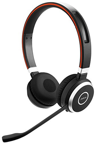 Jabra Evolve 65 Wireless Stereo On-Ear Headset – Microsoft zertifizierte Kopfhörer mit Langer Akkulaufzeit – USB Bluetooth Adapter – Schwarz