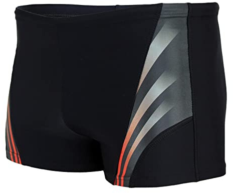 Aquarti Herren Kurze Badehose mit Streifen, Farbe: Schwarz/Rot, Größe: XL