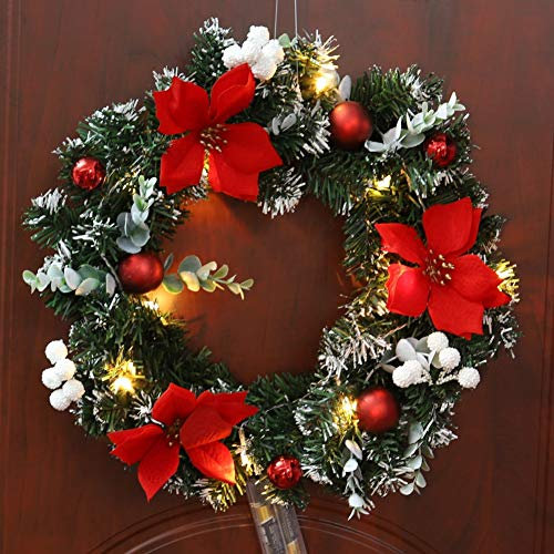 Christmas Front Door Wreath, Xmas Wreath Door Window Wall Hanging Ornaments Garland Ideal for Inside and Outside Decoration