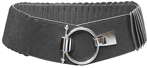 Glamexx24 dam midjerörda elastiskt bälte 8 cm brett höftbälte silverring