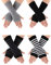 BBTO 4 Pairs Cashmere Wrist Fingerless Gloves with Thumb Hole Women Warm Half Gloves Winter Mittens Thermal Warmers Gifts for Men Women Ladies(Black, Grey, White Stripes, Brown Stripes)