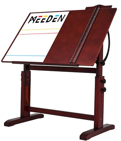MEEDEN Zeichentisch aus Holz, Zeichentisch für Künstler mit höhenverstellbarer Neigbarer Tischplatte Großer Oberfläche, Studio Maltisch, Kunsthandwerkstisch zum Schreiben, Lesen, Arbeitstisch