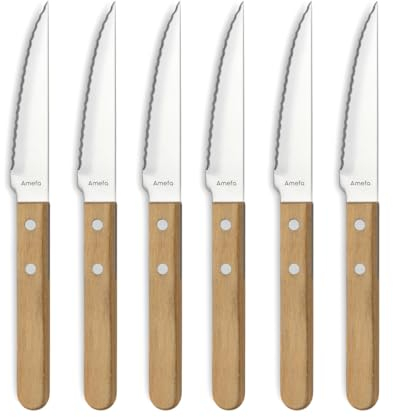 Amefa Steak Pizza Bois - Coffret 6 couteaux steak