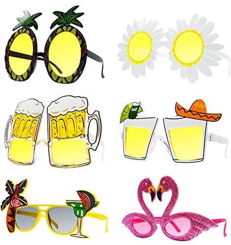 AWCIGG Partybrille Lustige Party Sonnenbrille 6 Paar Witzig Party Brillen Kostüm Spassbrillen für Mallorca Pool Hawaii Party Accessoires Sommer Party Photo Requisiten