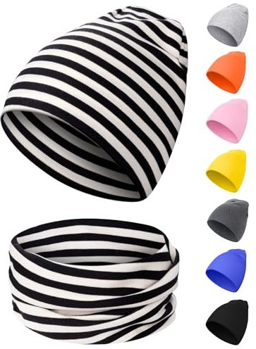 Kiiwah Set Bambina Scaldacollo e Cappello, Morbido Sciarpa per Bambina, Caldo Cappello Invernale per Bambina Neonato Ragazzo Ragazza (Righe)