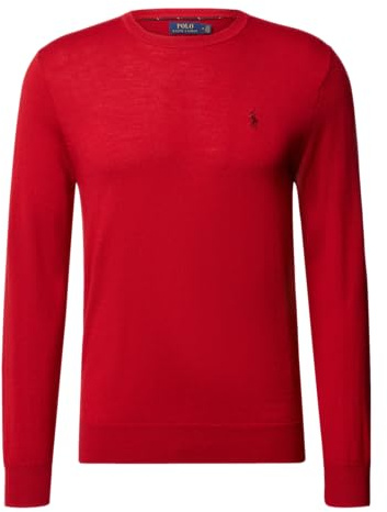 POLO RALPH LAUREN Men's Slim FIT Washable Merino Wool Sweater (X-Large, Red), Red, XL