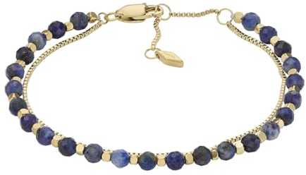 Fossil Damenarmband aus Edelstahl oder Messing mit Karabiner- oder Schieberverschluss, Hellblau