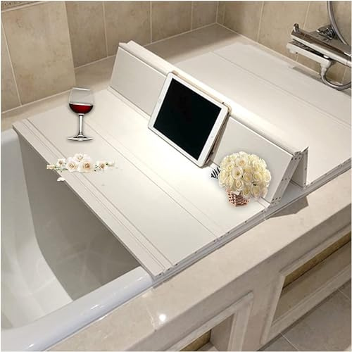 Badkarsskydd, vikbar badkarsbräda, dammtät vattentät badkarshylla isoleringsplatta badrumshylla PVC badkarbrädor, för hem, badrum SPA-upplevelse, vit (75 cm x 170 cm x 0,65 cm)