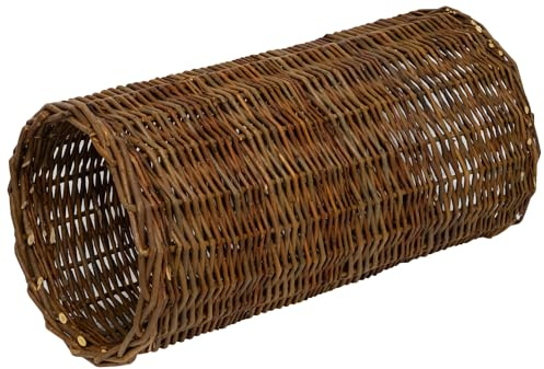 Woodside Bunny Rabbit/Guinea Pig Wicker Tunnel, Wooden Pet Shelter for Small Animals